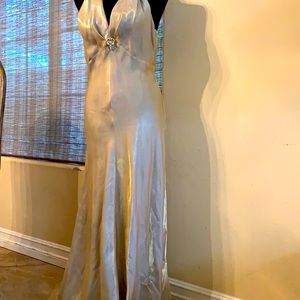 Formal long maxi gold dress.